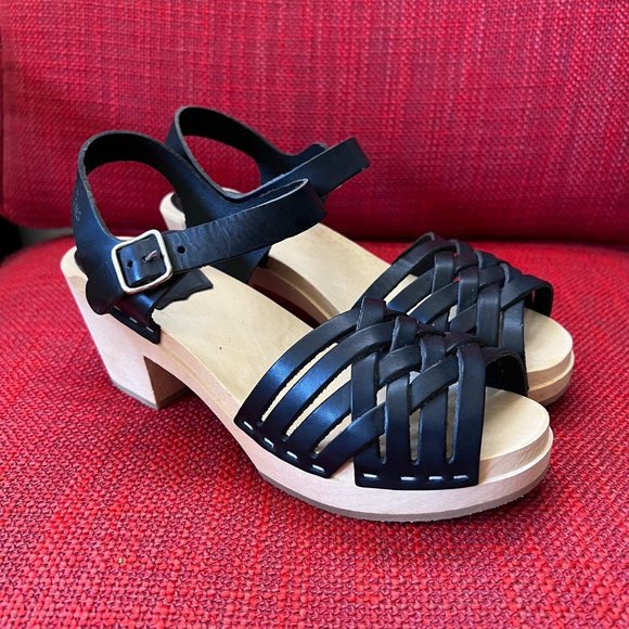 Swedish Hasbeens Black Sandals - NEVER WORN!!! - Picture 1 of 6